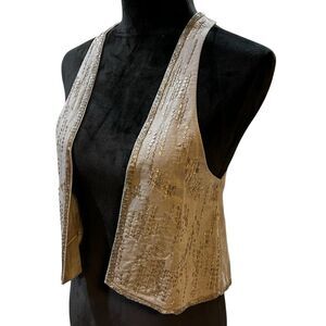 American Eagle Outfitters Grey and Silver Beaded Sleeveless Linen blend vest. XS